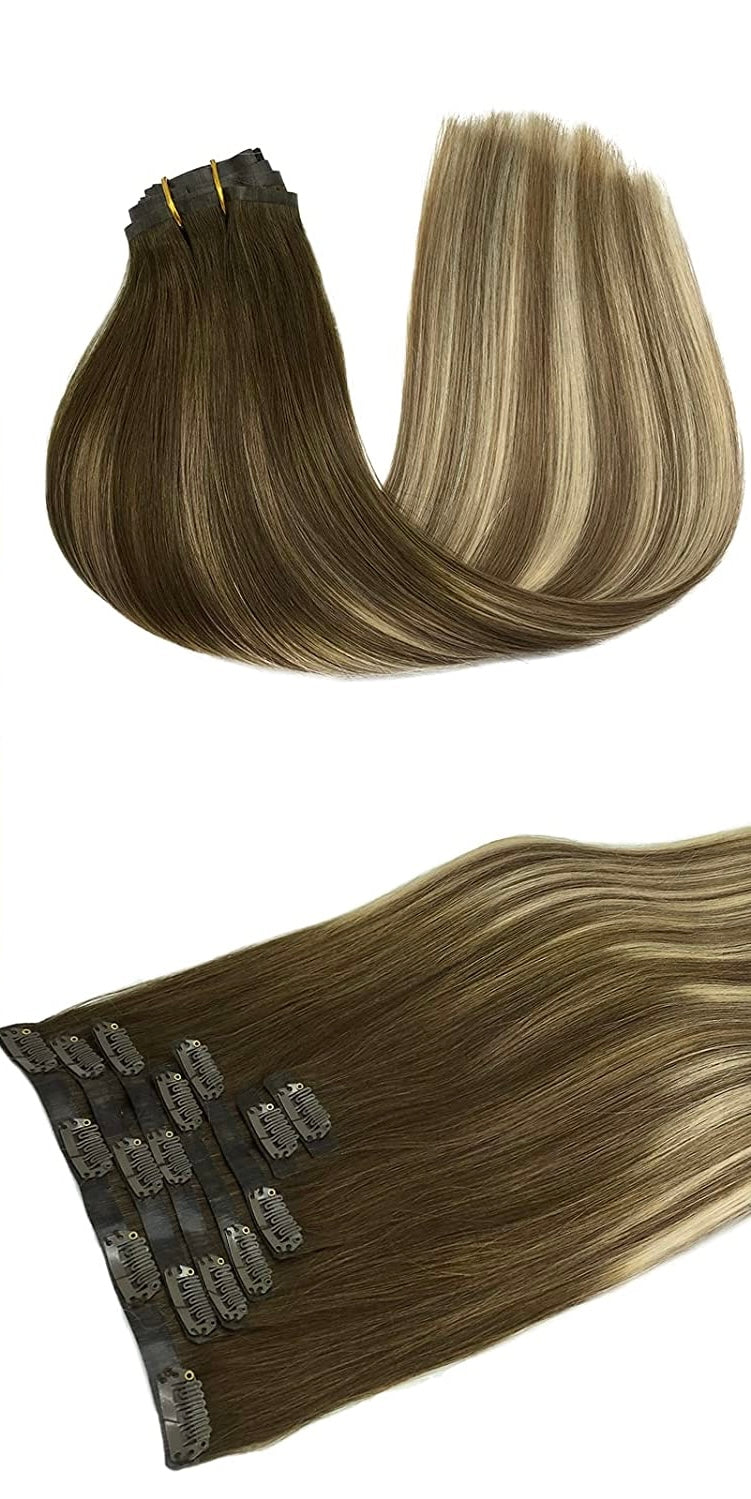 Extensions à Clips Naturelles - Hot Brown