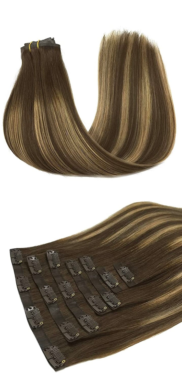 Extensions à Clips Naturelles - Copper Chestnut